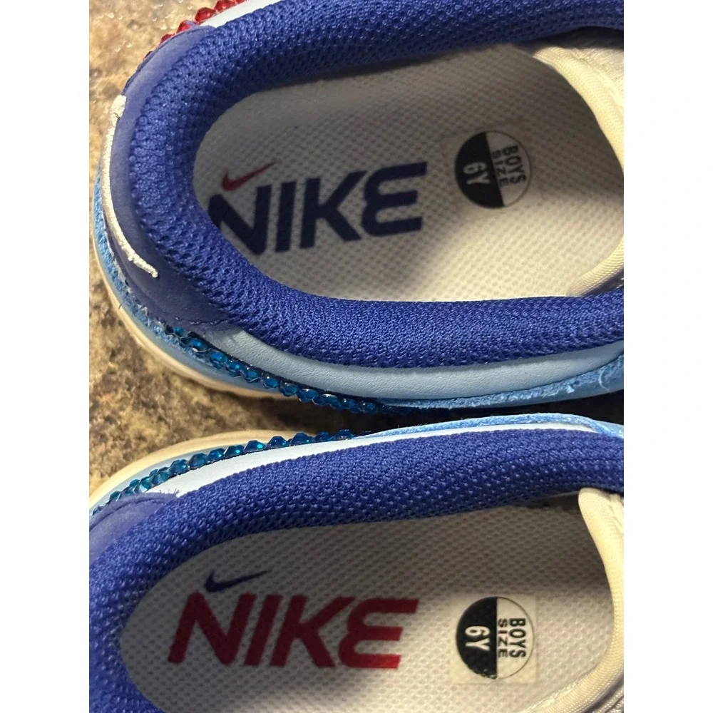 Nike Dunk Low SE Industrial Blue White Rhinestone Kids 6Y HF5742-111 Sneakers